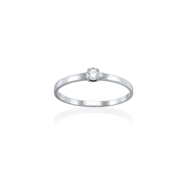 Solitario Oro Blanco y Diamante Talla Brillante a2342s-1