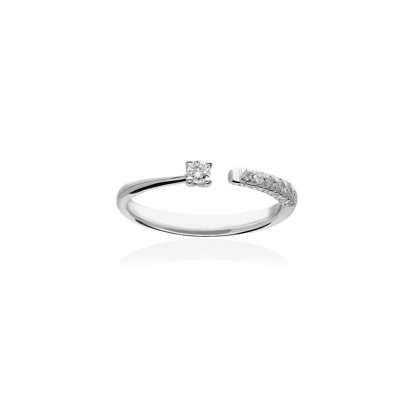 Sortija Oro Blanco Abierta Diamantes Naturales - A2725S