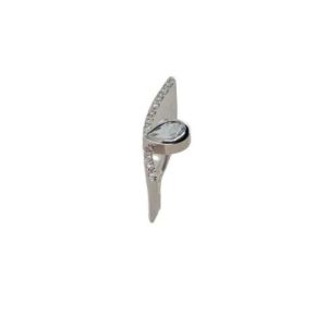Anillo Oro Blanco 18 Kt Aguamarina y Diamantes Naturales 2